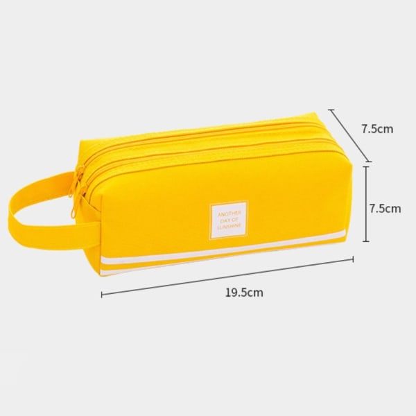 Pencil Case Large Capacity Zipper Bag Durable Yellow