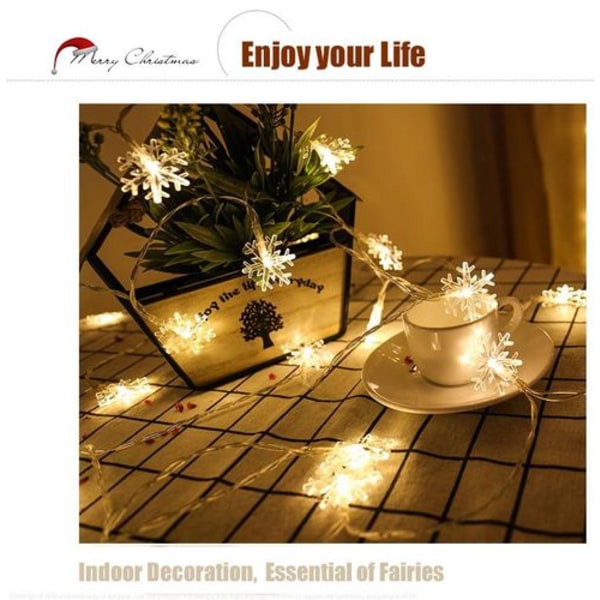 Jul Snöflinga String Lights 6m 40LED String Lights Batteri