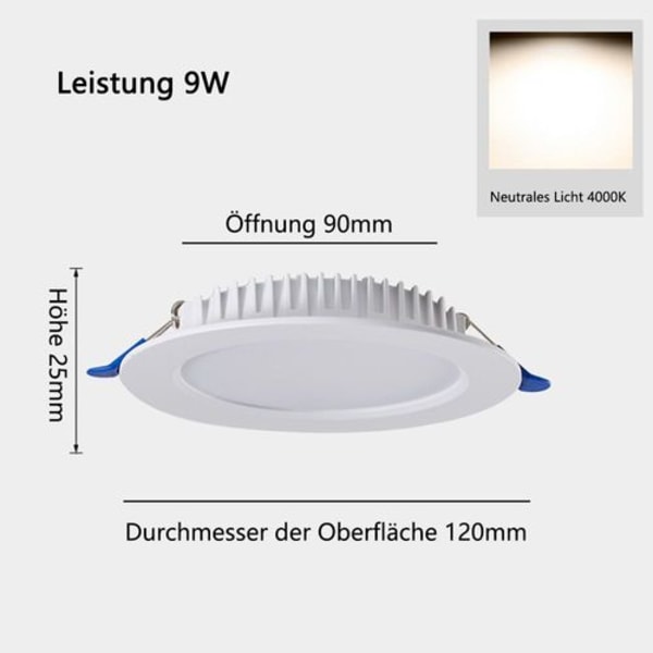 LED indbygget spotlight LED spotlight dæmpbar 9 W badeværelse indbygget spotlight