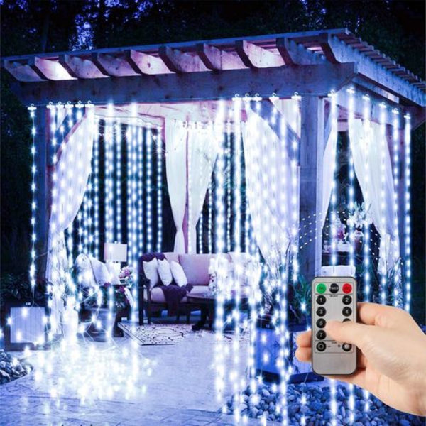 LED-ljusslinga, ljusgardin 300 LED USB vit