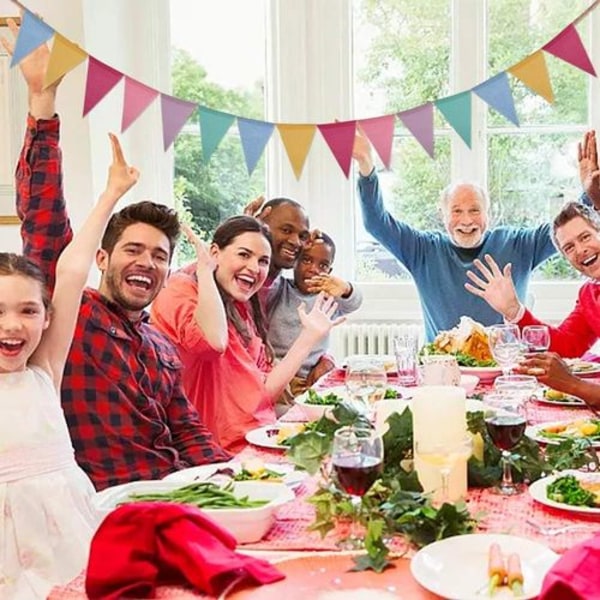 Crislove Vimplar, 4-pack 5M Flerfärgade Triangelflaggor, 15 Färger Var