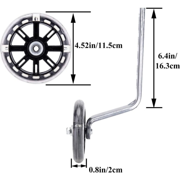 Støttehjul til børnecykler, 12-20 tommer, sort