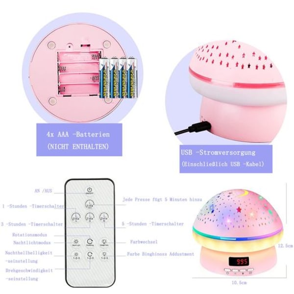 Tyttöjen lelut lapsille 2-8 vuotta Kaukosäädin Tähtitaivas Projektori