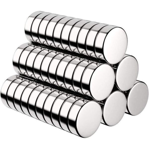 Paket med 60 neodymmagneter, extra starka cylindermagneter och färg: silver