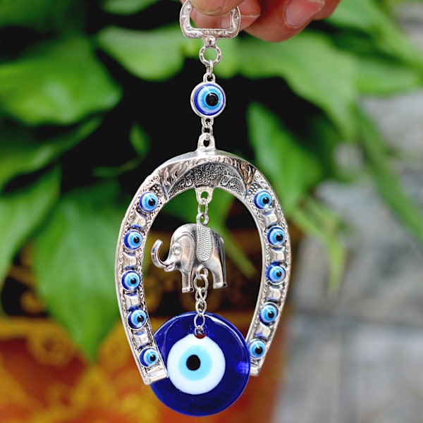 1 st blått ont öga amulett, väggdekoration, lyckobringande elefant