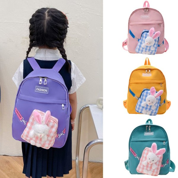 Fashion Schoolbag Girl Rabbit Backpack Kindergarten Class Cute Cartoon Schoolbag For Children-Black