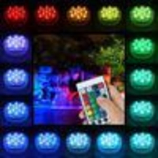 Sett med 4 13LEDs RGB undervannslys Vanntett akvarium basseng dam