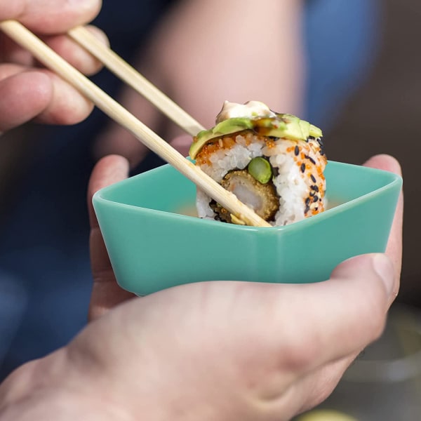4 stk. Keramikk Appetittrett Firkantet Soyasaus Skåler Dipboller