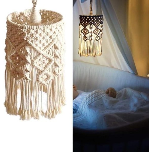 Handgjord lampskärm, hängande lampskärm, boho macrame lampskärm