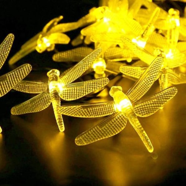 Solcelledrige Dragonfly-Fe-lys i varm hvid