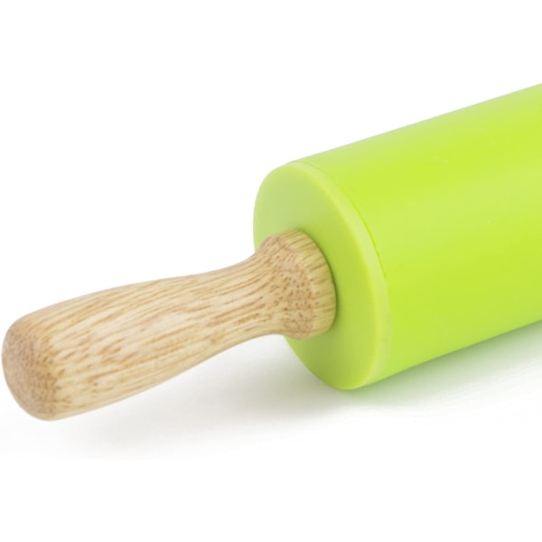 Anti Green Rolling Pin -Adhesive Silicone Shell Surface Wooden Handle -