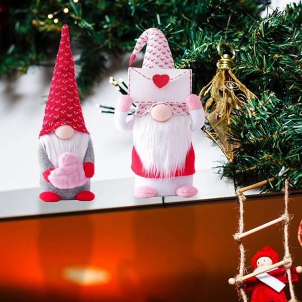 Valentinsdag Hjerte Faceless Dværg Rudolph Ornament