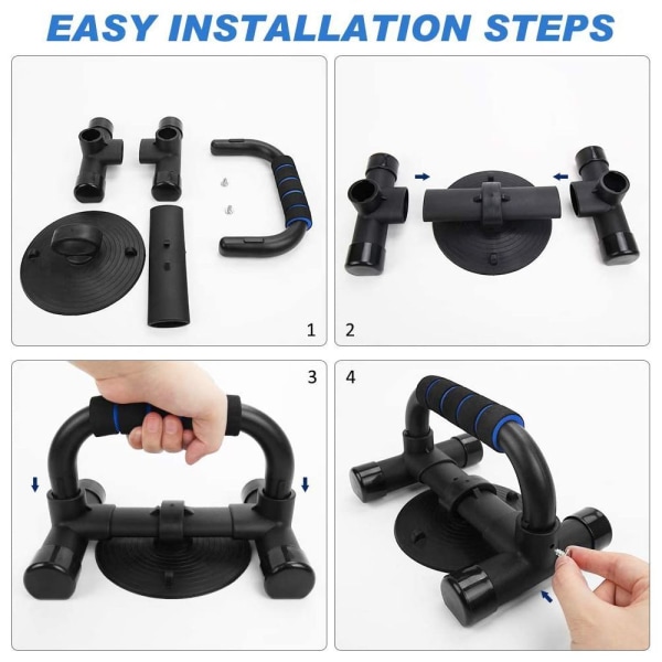Push-up håndtak sklisikre, push up barer laget av solid metall, pushup håndtak blå