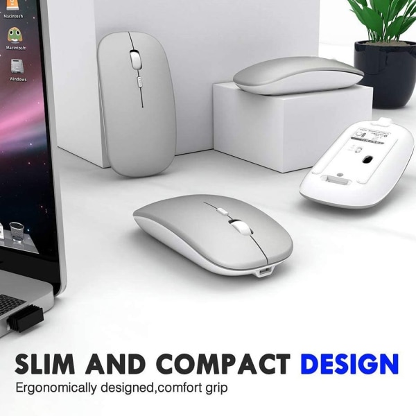 Bluetooth-mus til bærbar/iPad/iPhone/Mac (iOS 13.1.2 og nyere)——space silver
