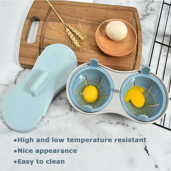 Mikrobølgeovn Egg Poacher -Eggkoker -Kjøkkenutstyr -Dampet -Kjøkkenutstyr -22cm -Blå