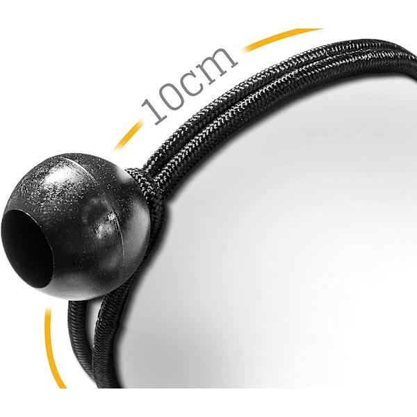 Presenningstrammer med kugle, 200 mm, sort