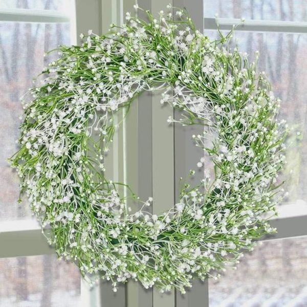 Gypsophila krans vit konstgjord krans dekoration 40cm dörrkrans blommor vår