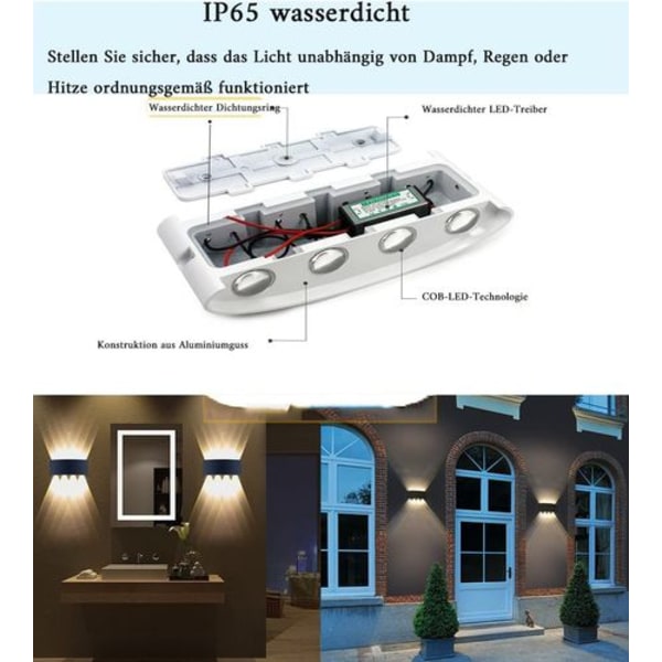 LED innendørs vegglamper - 8W moderne vanntette vegglampe vegglampe