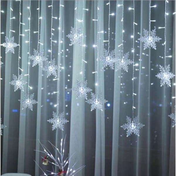 LED snöflinga ljusslinga, gardinlampor julbelysning