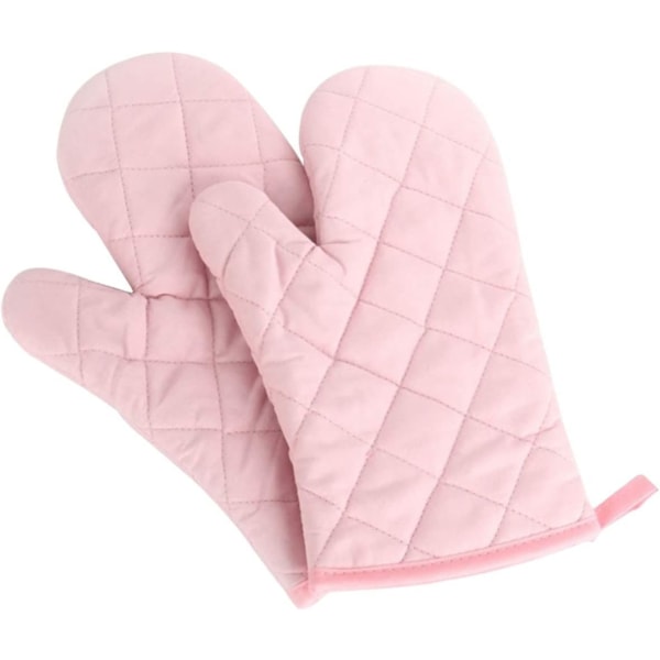 2 st kökshandskar i polyester-bomull, värmebeständiga ugnshandskar för mikrovågsugn grill -Rosa-