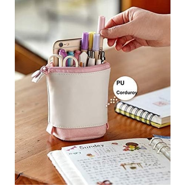 Telescopic Stand Stationery Box PU Cord Vertical Purple