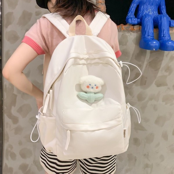 Student skolväska, skolväska, skolflicka, minimalistisk stil, söt tjej, enfärgad, lätt ryggsäck, skolflickans ryggsäck - svart