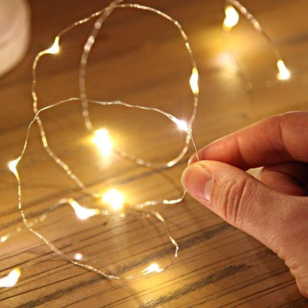 Mini LED-slingljus med batteri, 2 st slingljusbatterier, 2m