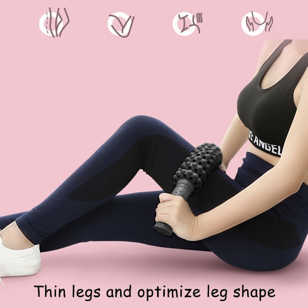 Fascia-rulle, bärbar massagerulle med handtag, svart