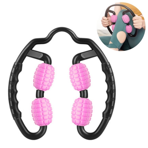 Muskelmassage rulle, fascia & massage apparat med håndtag til selvmassage. Pink