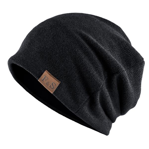 Vinter fleece casual lös stickad mössa black