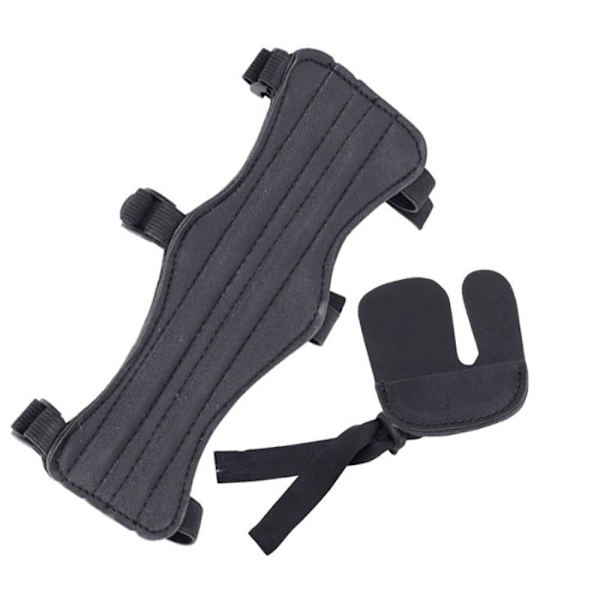 Båge och pil arm skydd finger skydd set. Traditionell kortärms skydd