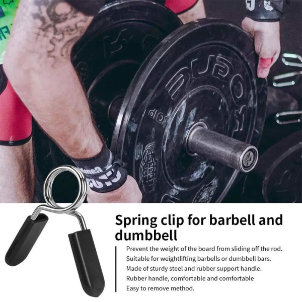Sportsfjederspænder, Dumbbell Spring Clip, Gym, 2 par, 28 mm diameter