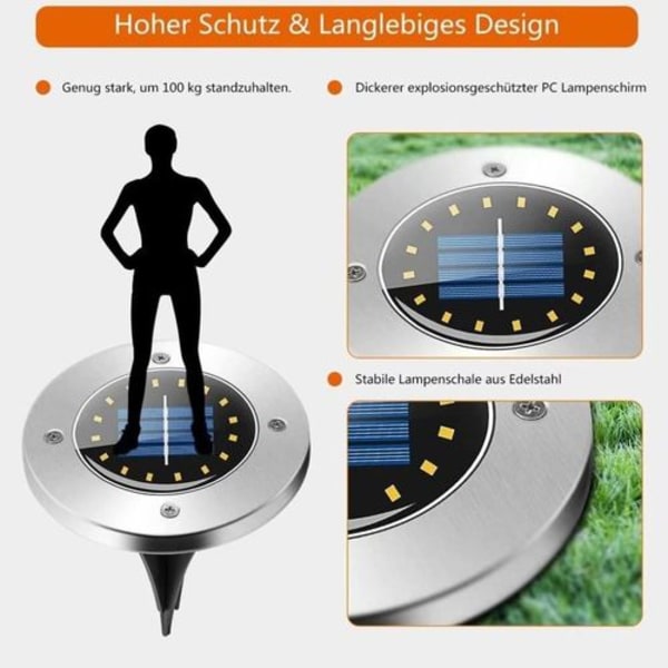 Solcelle Havepakke med 6 16 LED Sollamper Udendørs LED Havebelysning