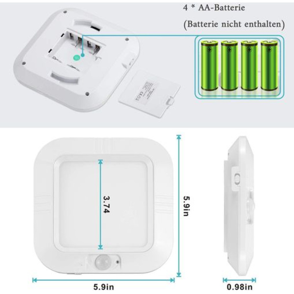 Batteridrevet taklampe med bevegelsessensor Innendørs LED-taklampe