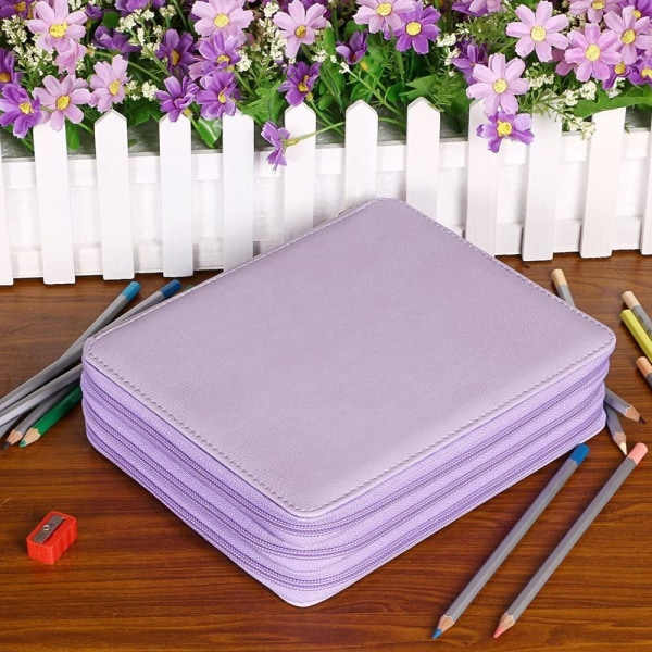 Färgat case av PU-läder med praktiska fack i lila