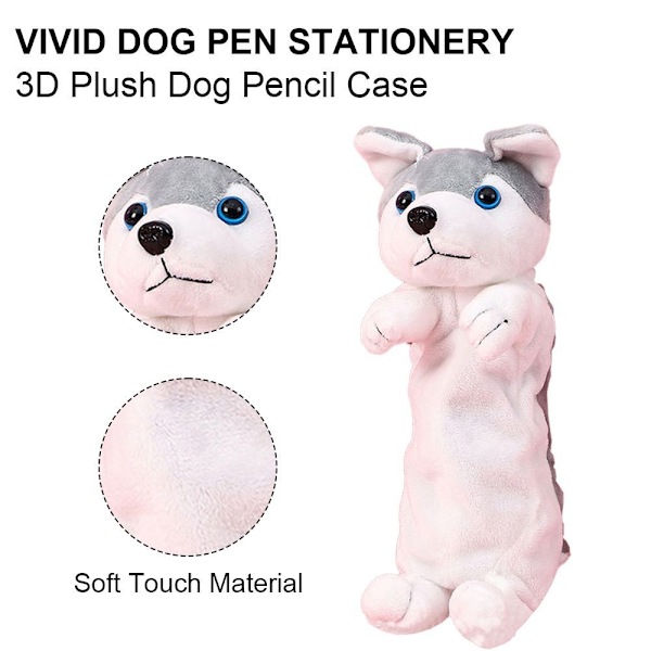 Pencil Case Plys Hund Pencil Taske Blød Dyr Stationery Form 8