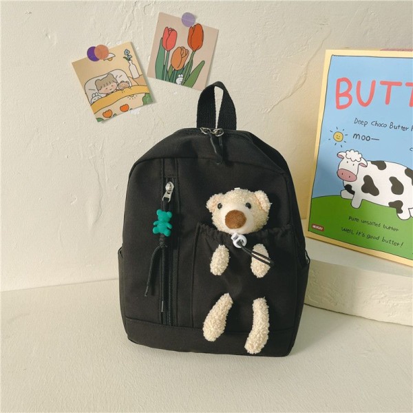 Opiskelija koululaukku uusi lasten koululaukku päiväkoti pojat ja tytöt söpö sarjakuva karhu reppu street flow reppu - musta