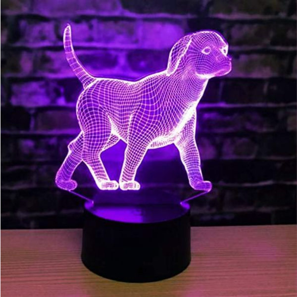3D LED-hundelampe med fargeskiftende bryter, perfekt borddekorasjon