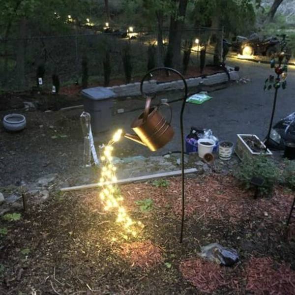 Vandfald formet Twinkle Fairy Lights, havevandkande