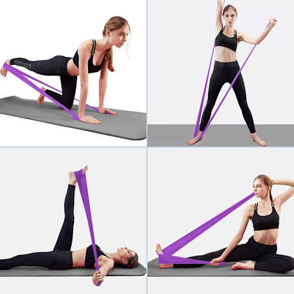 Fitnessbånd 2000mm Gymnastikbånd Modstandsbånd Elastisk Stretching Lilla