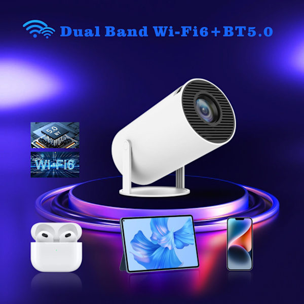 4k HD -projektori HY300 Android 11 Kotiteatteri Kannettava ulkokäyttöön Projektori Kaksi Wifi6 200 Bt5.0 1080p 1280*720p