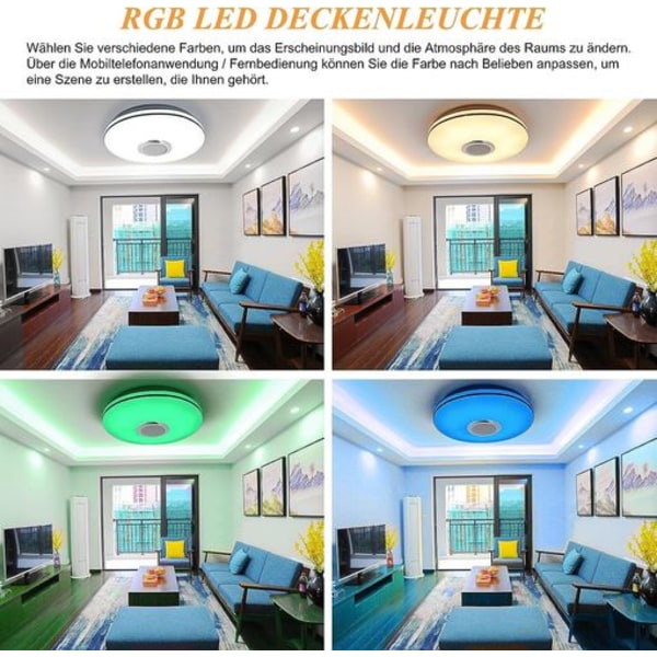 36W himmennettävä LED-kattovalaisin Bluetooth-kaiuttimella, kaukosäätimellä ja