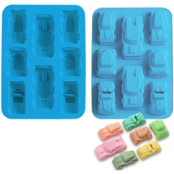 1 Silikonform for Muffins,Cupcakes og Gele -Bilform,Tilfeldig Fargelevering(32.5 * 24 * 4.0CM)-