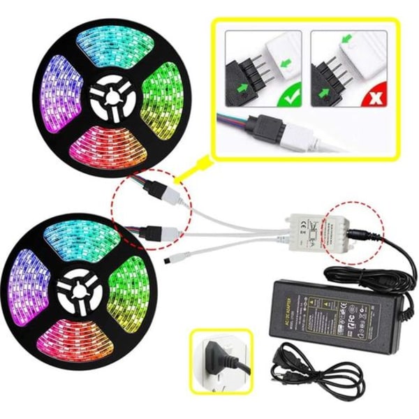 LED-strimmel sæt RGB-strimmel kit, smart RGB LED-strimmel lysstrimmel fungerer med