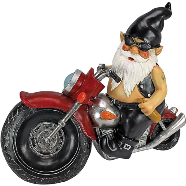 Havehave kørende motorcykel dværg harpiks håndværk gårdhave statue