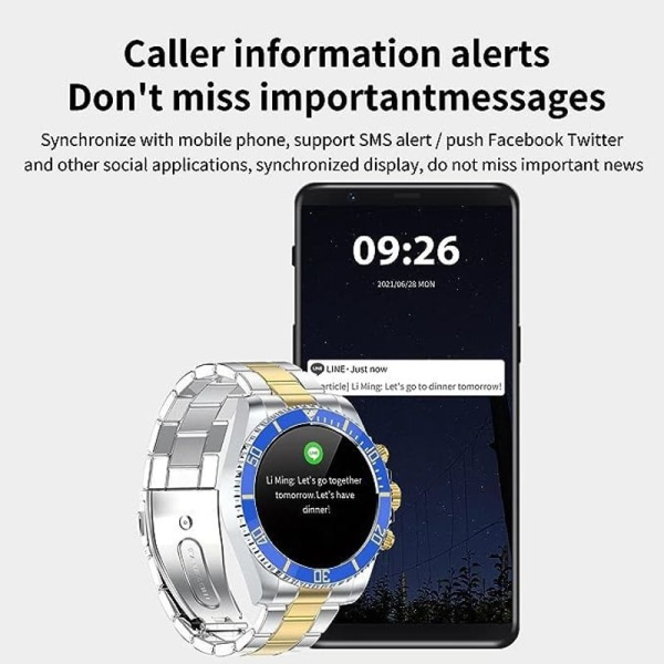 Smartklocka för Android-telefoner kompatibel med iPhone Fitness Tracker Pulsmätare Blau-Rot-Gold