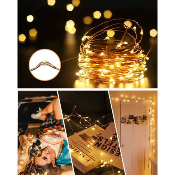 LED-ljusslinga med batteri, 5M 50 LED-koppartrådsljusslinga med batteri