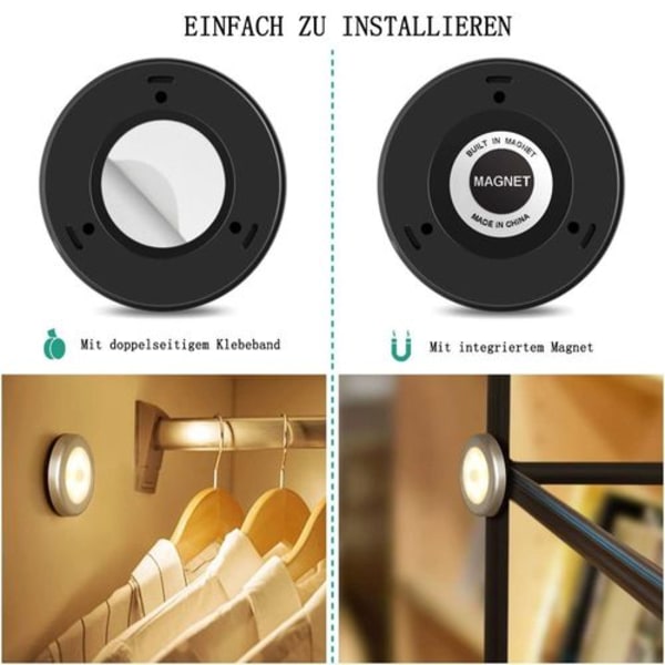 Nattlampa med rörelsesensor, 6 LED rörelsesensorljus skåpslampa,