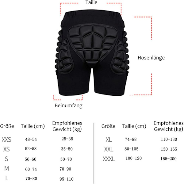 Beskyttende bukser, børns snowboardbukser, herre, dame beskyttelsesbukser, 3D polstret beskyttelse,