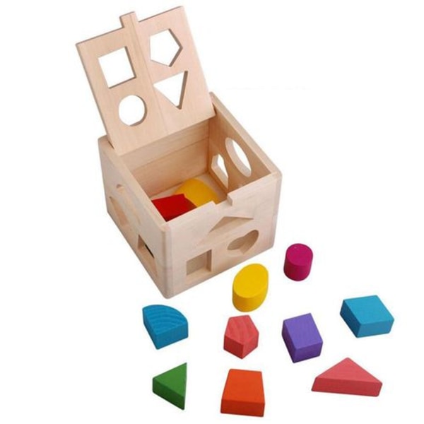 Træindstik Cube Baby og Toddler Legetøj Cube Puzzle Plug-in Box,